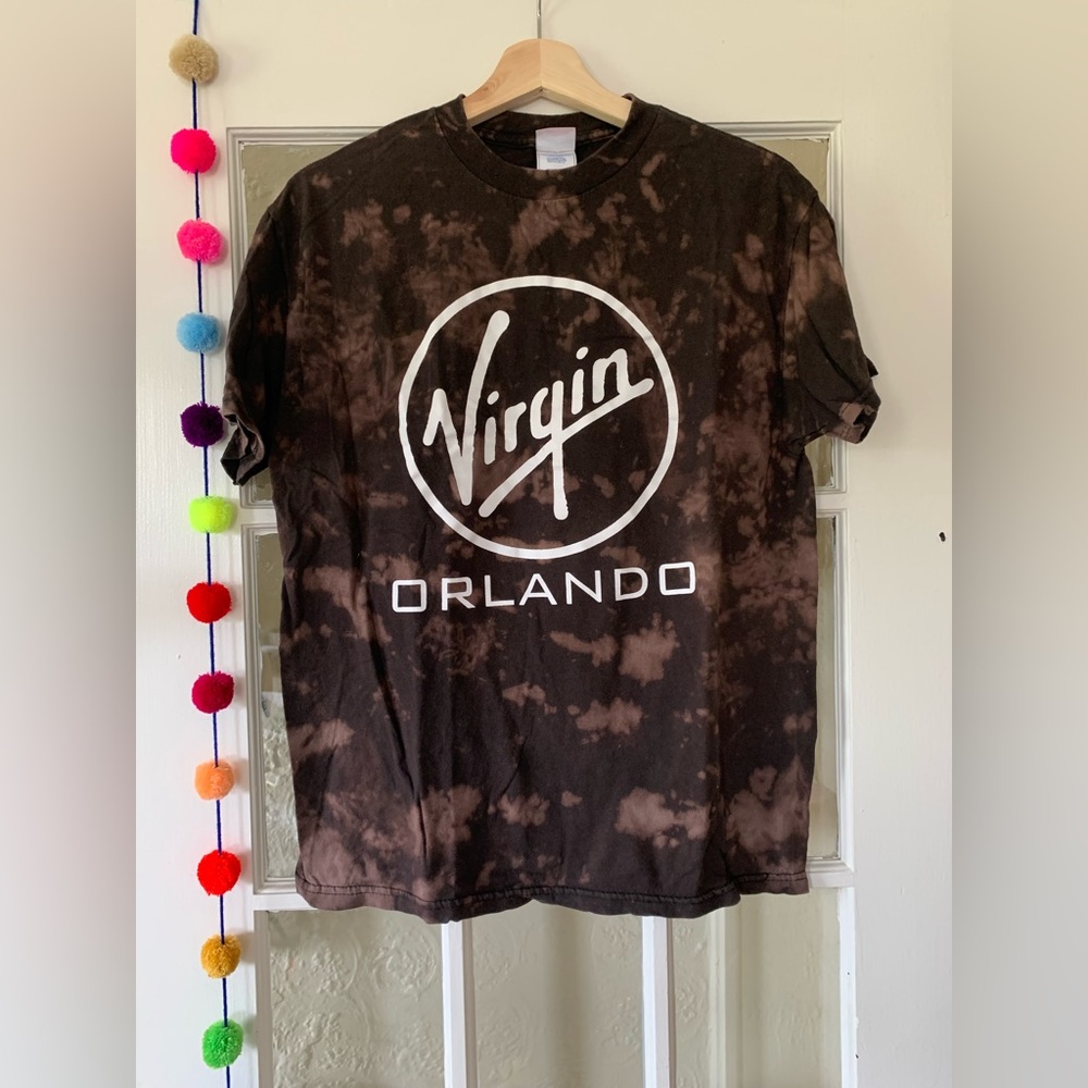 Vintage Unisex Virgin Orlando Bleached Graphic Tee Size Medium